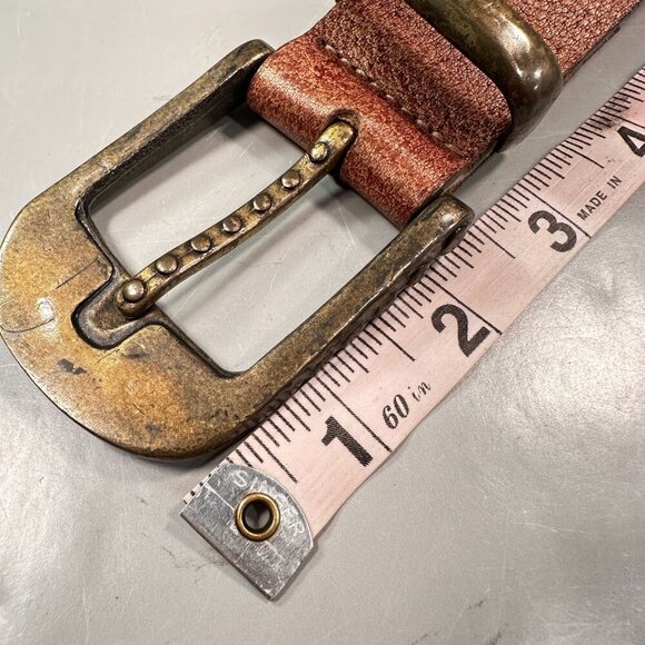 LeatheRock Leather Studded Western Belt Interlocking Chain Links Y2K Boho - Picture 16 of 16